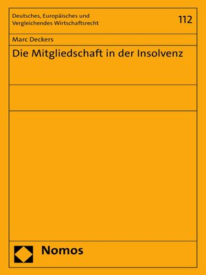 cover image of Die Mitgliedschaft in der Insolvenz
